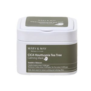 Mary&May Cica Houttuynia Tea Tree Calming Mask maskas ar centellu nomierinošas maskas hialuronskābe tējas koka ekstrakts sebuma regulēšana poru savilkšana taukainas ādas kopšana