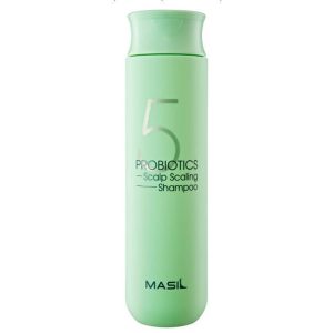 Masil 5 Probiotics Scalp Scaling Shampoo attīrošs šampūns probiotikas galvas ādas kopšana blaugznas tauku dziedzeri matu augšana hidratācija pantenols