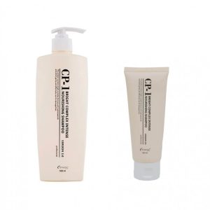 CP-1 Bright Complex Shampoo matu atjaunošana intensīva barošana Esthetic House matu mitrināšana bojāti mati kokosriekstu eļļa jojobas eļļa matu kopšana šampūns ikdienas lietošanai