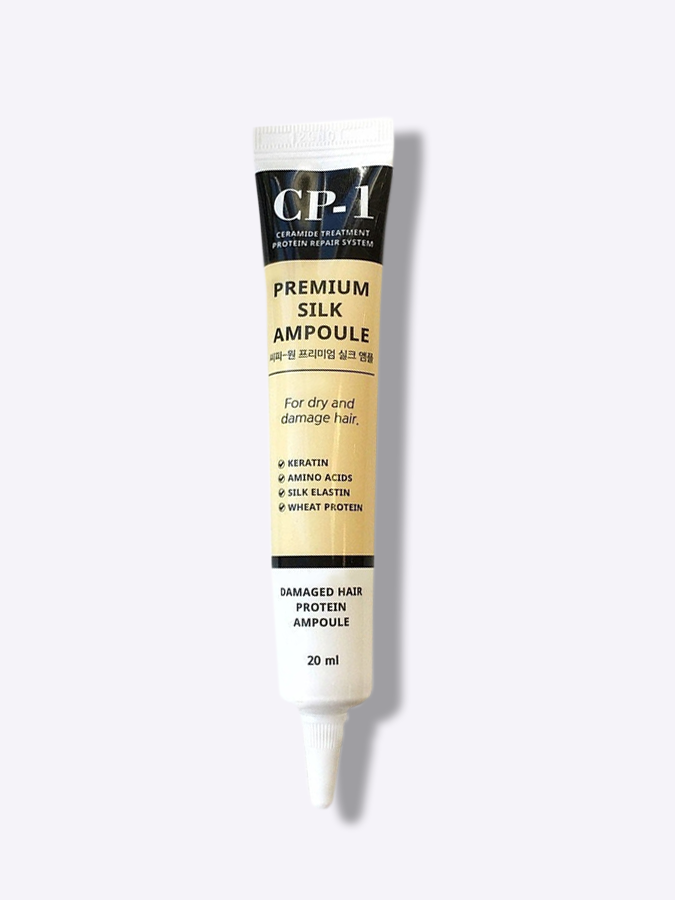 CP-1 Premium Silk Ampoule matu serums zīda proteīni keratīns kviešu proteīni bojāti mati mitrināšana atjaunošana aizsardzība no karstuma ķīmiski apstrādāti mati Esthetic House