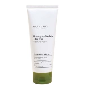 Mary&May Houttuynia Cordata Tea Tree Cleansing Foam attīrošas putas sejas mazgāšana jutīgai ādai tējas koks hauttuynia aknes kopšana poru attīrīšana