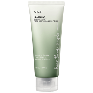 Anua Heartleaf Quercetinol Pore Deep Cleansing Foam sejas mazgāšans putas-skrubis ar kvercetinolu poru attīrīšanai, 150ml.