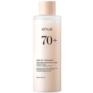 Anua Rice 70 Glow Milky Toner piena toniks ar rīsiem sejas mitrināšanai un mirdzumam